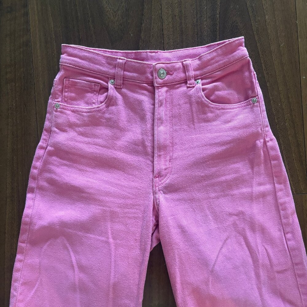 H&M Divided Women's Pink High-Rise Wide Leg Jeans - Size 4 - Picture 2 of 5